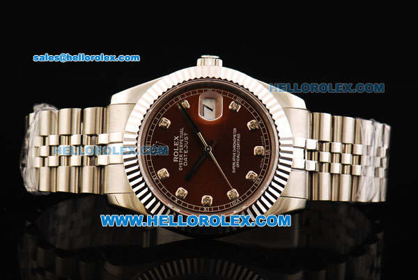 Rolex Datejust II Oyster Perpetual Automatic Movement Steel Case and Strap with Brown Dial and Diamond Markers - Click Image to Close